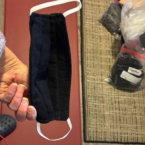 Face Mask Black Denim with White elastic Straps (never worn)